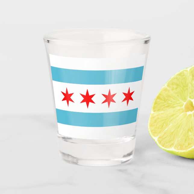 Verre A Shot Drapeau de Chicago (Devant)