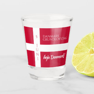 Verre A Shot Drapeau de la fête nationale danoise Danmark Grund