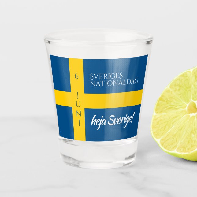 Verre A Shot Drapeau de la fête nationale suédoise Sveriges (Devant)
