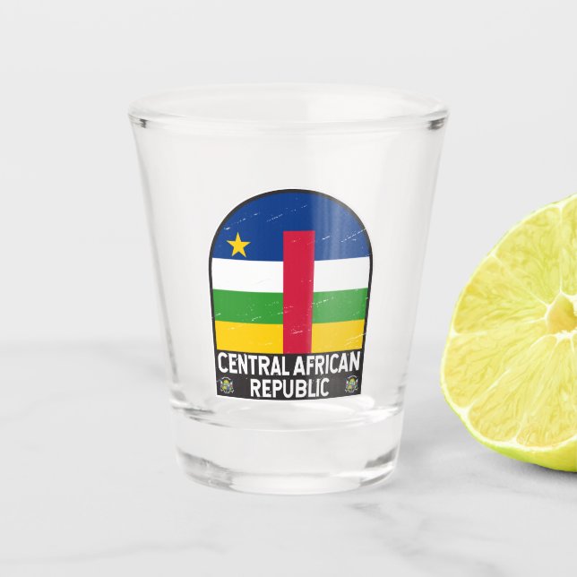 Verre A Shot Drapeau de la République Centrafricaine Emblème dé (Devant)