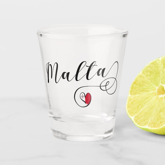 Verre A Shot Drapeau de Malte de coeur, maltais (Devant)