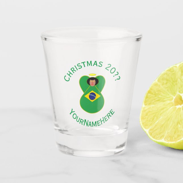 Verre A Shot Drapeau de Noël brésilien personnalisé (Devant)
