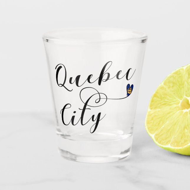 Verre A Shot Drapeau De Québec En Coeur (Devant)