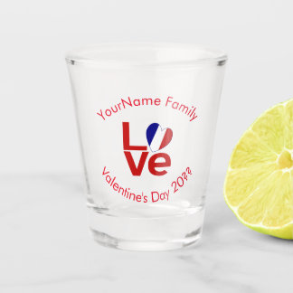 Verre A Shot Drapeau Français Lettres Rouges AMOUR Personnalisé