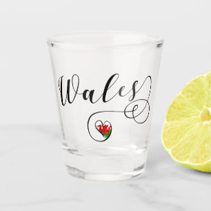 Verre A Shot Drapeau Gallois En Coeur, Pays De Galles