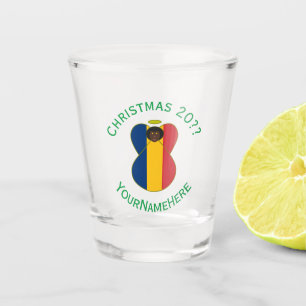 Verre A Shot Drapeau Hanoukka de l'ange tchadien personnalisé