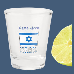 Verre A Shot Drapeau israélien israélien bleu Personnalisation