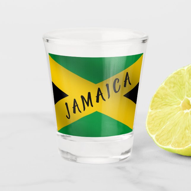 Verre A Shot Drapeau jamaïcain noir et or vert (Devant)