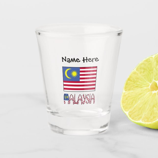Verre A Shot Drapeau malaisien avec votre nom Tiré Gl (Devant)