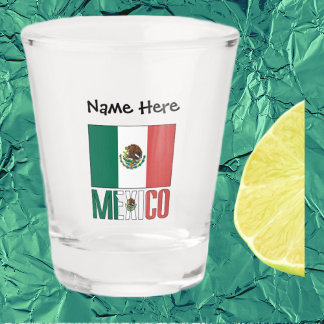 Verre A Shot Drapeau mexicain avec votre nom Tiré