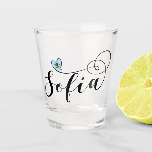 Verre A Shot Drapeau Sofia, Je Coeur Sofia, Bulgarie (Devant)