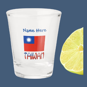 Verre A Shot Drapeau Taïwanais Taïwan Bleu Personnalisation