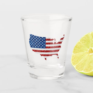 Verre A Shot Drapeau USA Étoiles & Rayures 4 juillet Paillettes