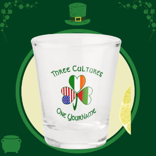 Verre A Shot Drapeaux Bulgarie Irlande États-Unis Trèfle Person