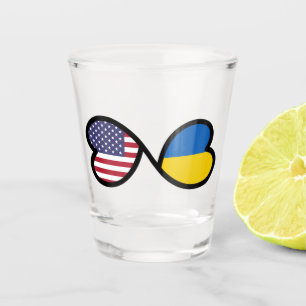 Verre A Shot Drapeaux USA et Ukraine Coeurs d'infini