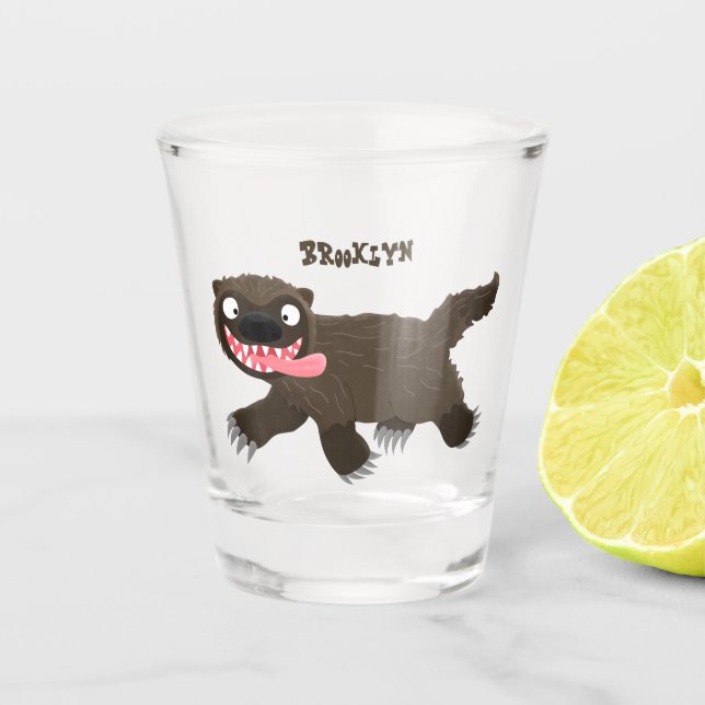 Verre A Shot Drôle animal avide de carcajou (Devant)