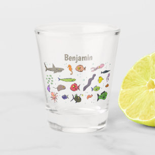 Verre A Shot Drôle des créatures marines dessin motif