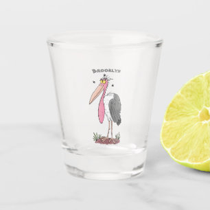 Verre A Shot Drôle dessin animé de cigogne en marabou
