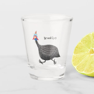 Verre A Shot Drôle dessin animé d'oiseau de Guineafowl