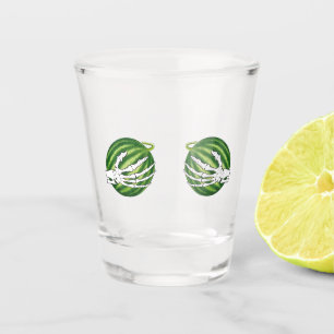 Verre A Shot Drôle Halloween Squelette mains tenant Melons
