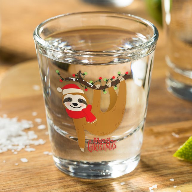 Verre A Shot Drôle Joyeux Noël Sloth | Vacances (Créateur téléchargé)