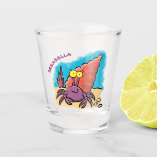 Verre A Shot Drôle mignon caricature pourpre crabe ermite