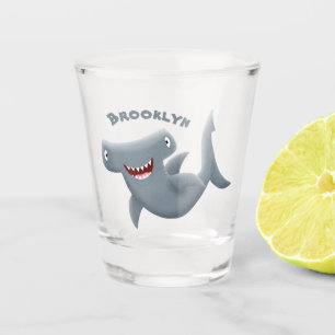 Verre A Shot Drôle mignon requin marteau dessin animé