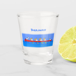 Verre A Shot Drôle pélicans rameurs dessin animé