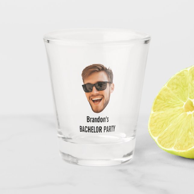 Verre A Shot Drôle Personnalisé Visage Coupé Photo Bachelor Par (Devant)