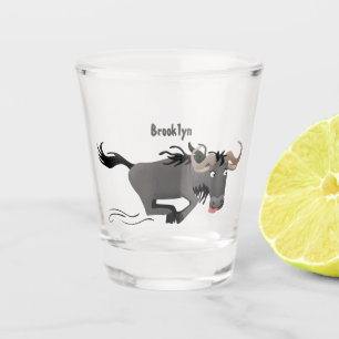 Verre A Shot Drôle wildebeest tourner dessin animé illustration
