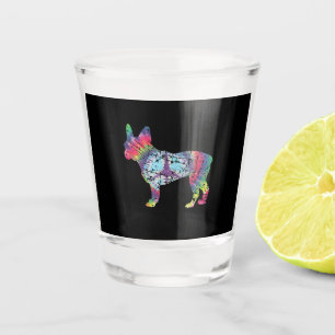 Verre A Shot Dye French Bulldog Silhouette Cadeau Pour Amoureux