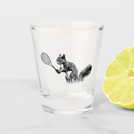 Verre A Shot Écureuil Avec Raquette De Tennis Silhouette