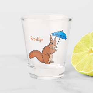 Verre A Shot Écureuil rouge mignon avec dessin animé parapluie