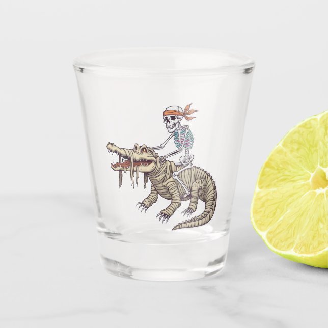 Verre A Shot Éffrayant Halloween Squelette Crocodile maman (Devant)