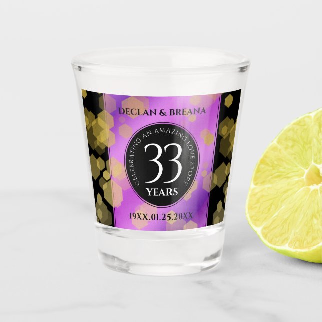 Verre A Shot Élégant 33e anniversaire du Mariage Améthyste (Devant)