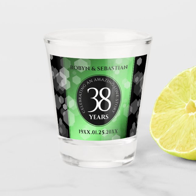 Verre A Shot Élégant 38e anniversaire du Mariage Emeraude (Devant)