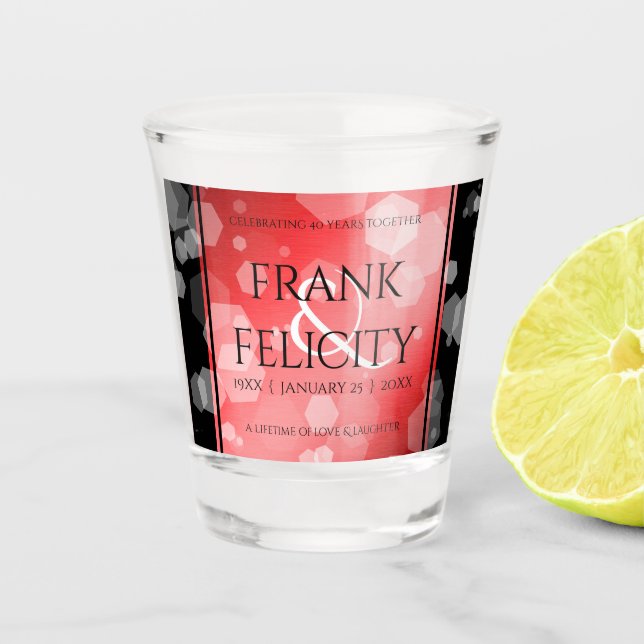 Verre A Shot Élégant 40ème 80ème anniversaire de Ruby Mariage (Devant)