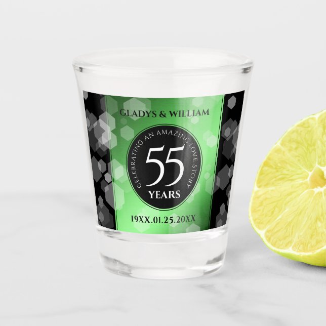 Verre A Shot Élégant 55e anniversaire de Mariage d'émeraude (Devant)
