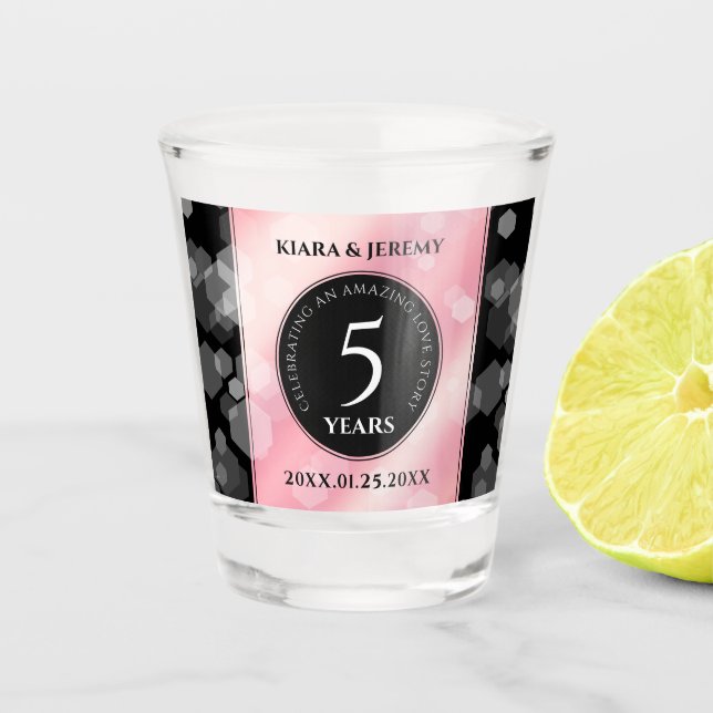 Verre A Shot Élégant 5ème anniversaire Mariage de quartz Rose (Devant)