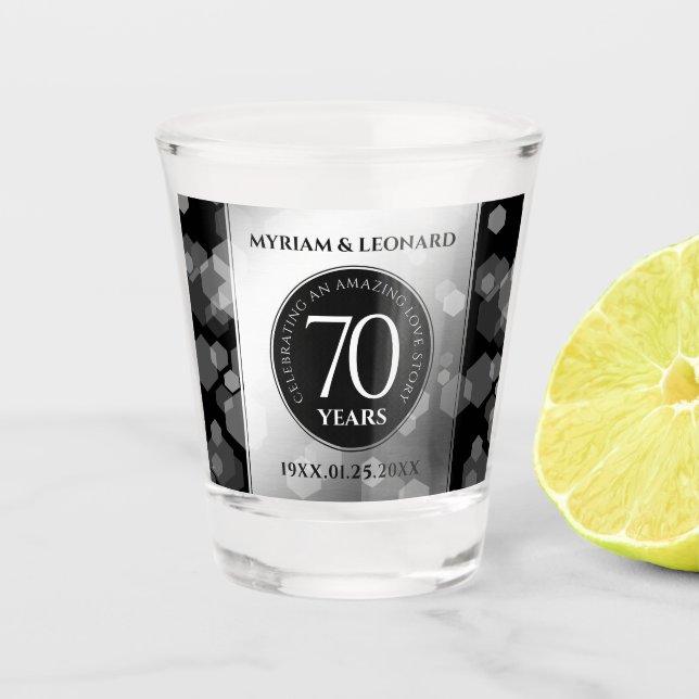 Verre A Shot Élégant 70e anniversaire de Mariage Platinum (Devant)