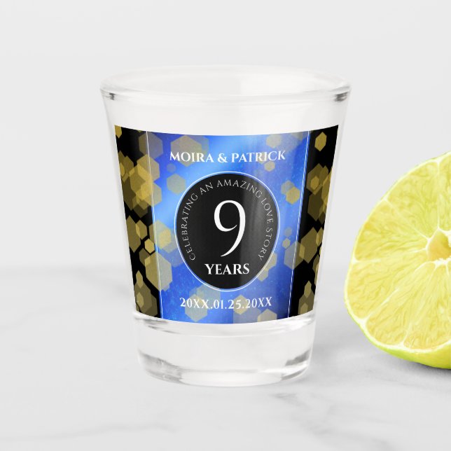Verre A Shot Élégant 9e anniversaire Mariage Lapis Lazuli (Devant)