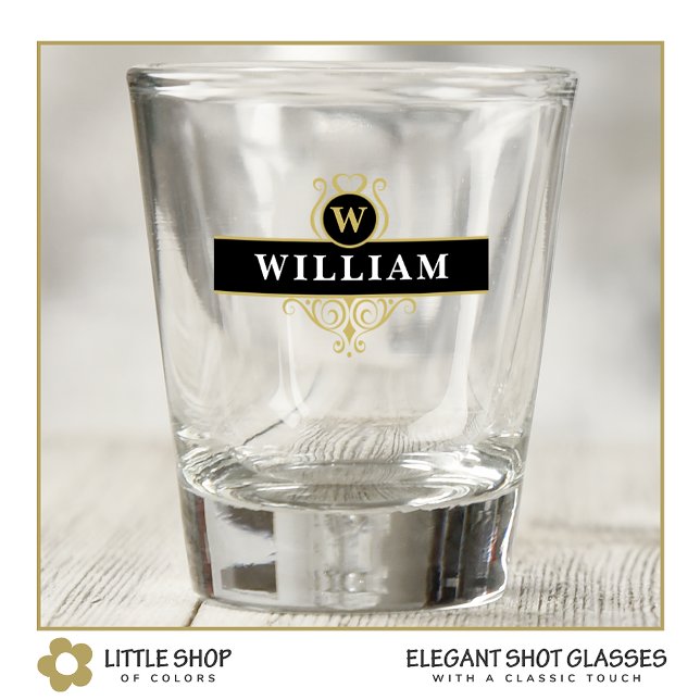 Verre A Shot Élégant Emblème d'or noir personnalisé (Créateur téléchargé)