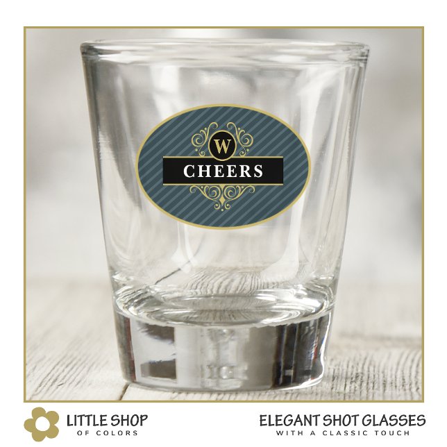 Verre A Shot Elégant gris noir rayé personnalisé (Créateur téléchargé)