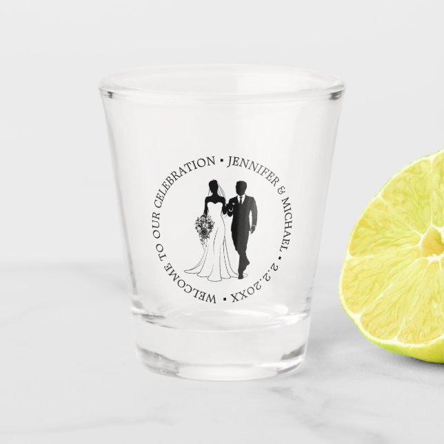 Verre A Shot élégant minima typographie mariage couple moderne (Devant)
