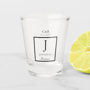 Verre A Shot Élégant minimaliste Groomsman script Monogramme