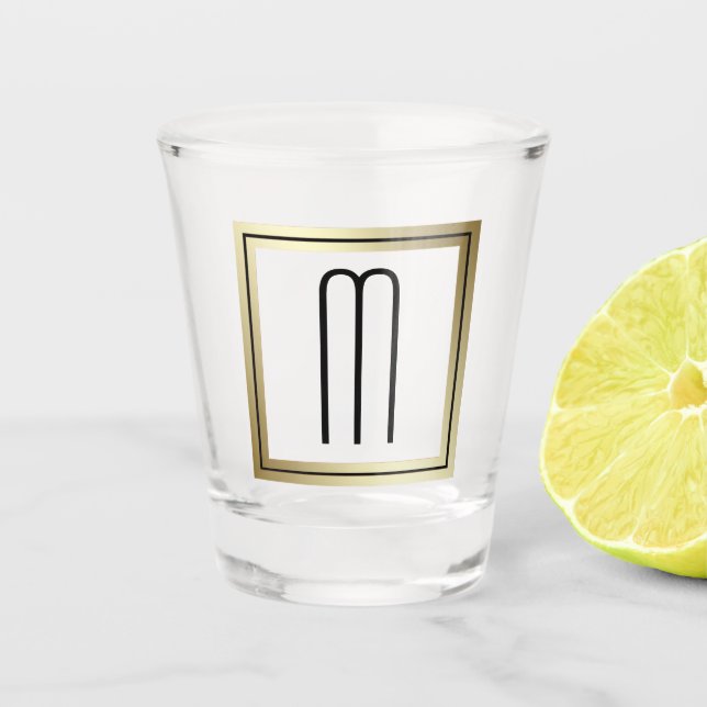 Verre A Shot Élégant Monogramme cadre or (Devant)