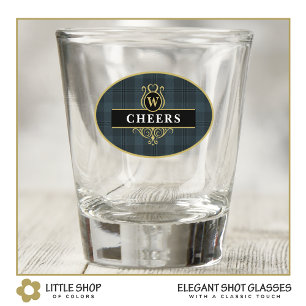 Verre A Shot Elégant Noir et Or Plaid Personnalisé
