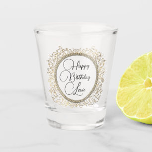 Verre A Shot Elégant or fleurie Anniversaire Customisé