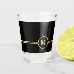 Verre A Shot Élégant or Monogramme personnalisé sur noir