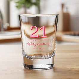 Verre A Shot Élégant rose rouge moderne 21e anniversaire